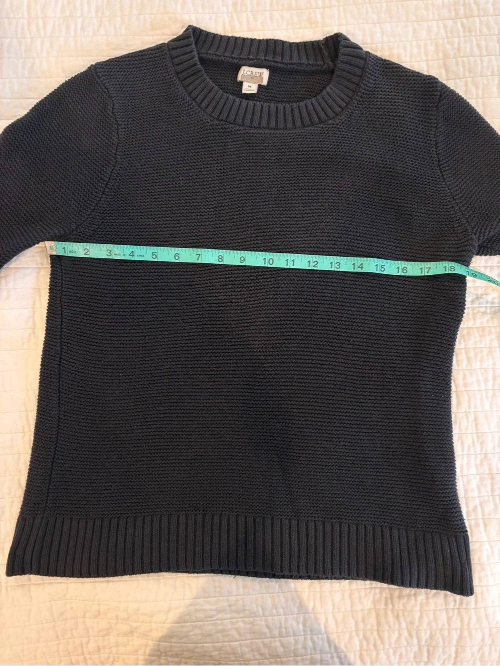 J. Crew Black Basket-Stitch Knit Crewneck Sweater